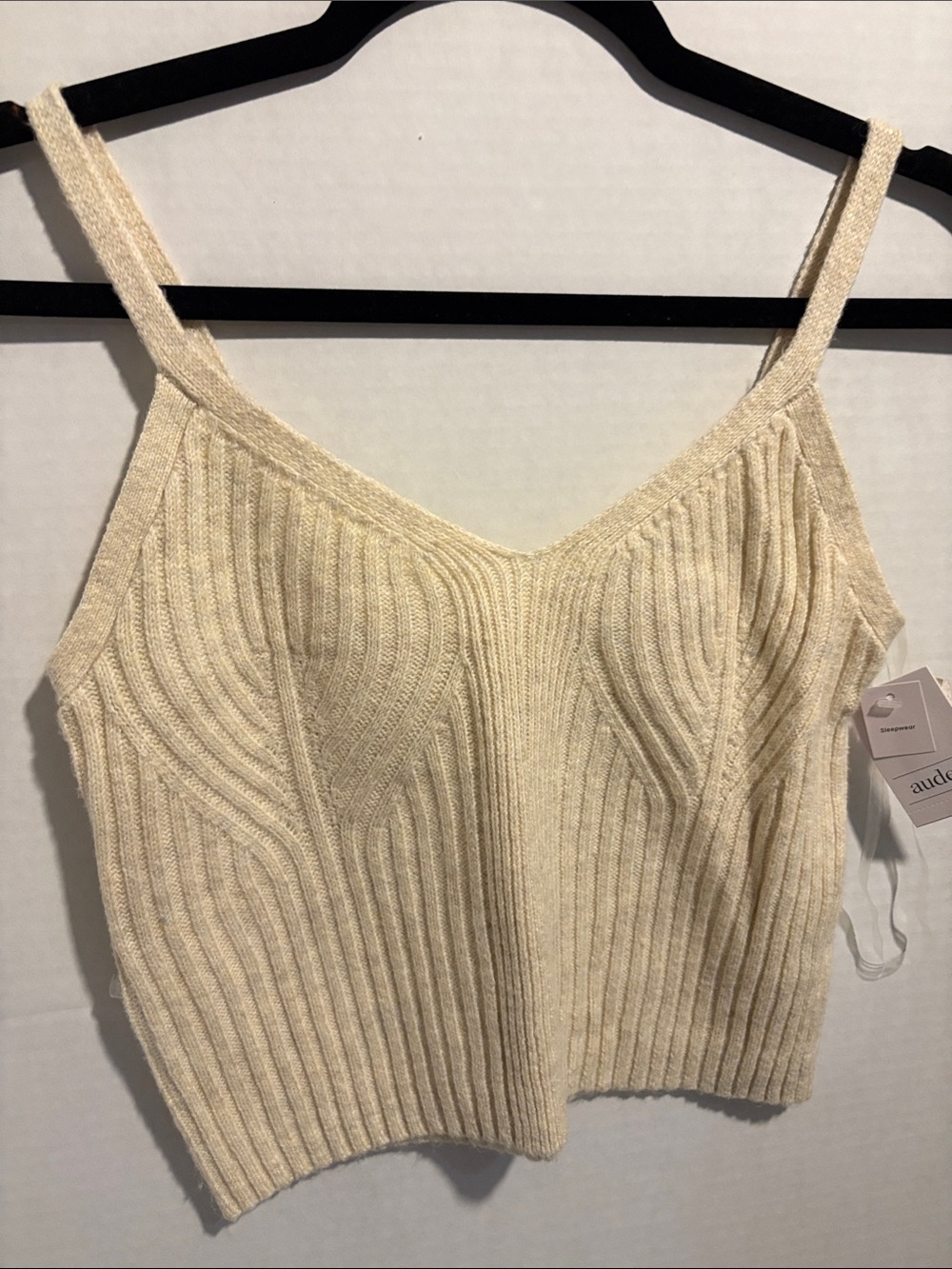 Auden Cream Ribbed V-Neck Knit Cami